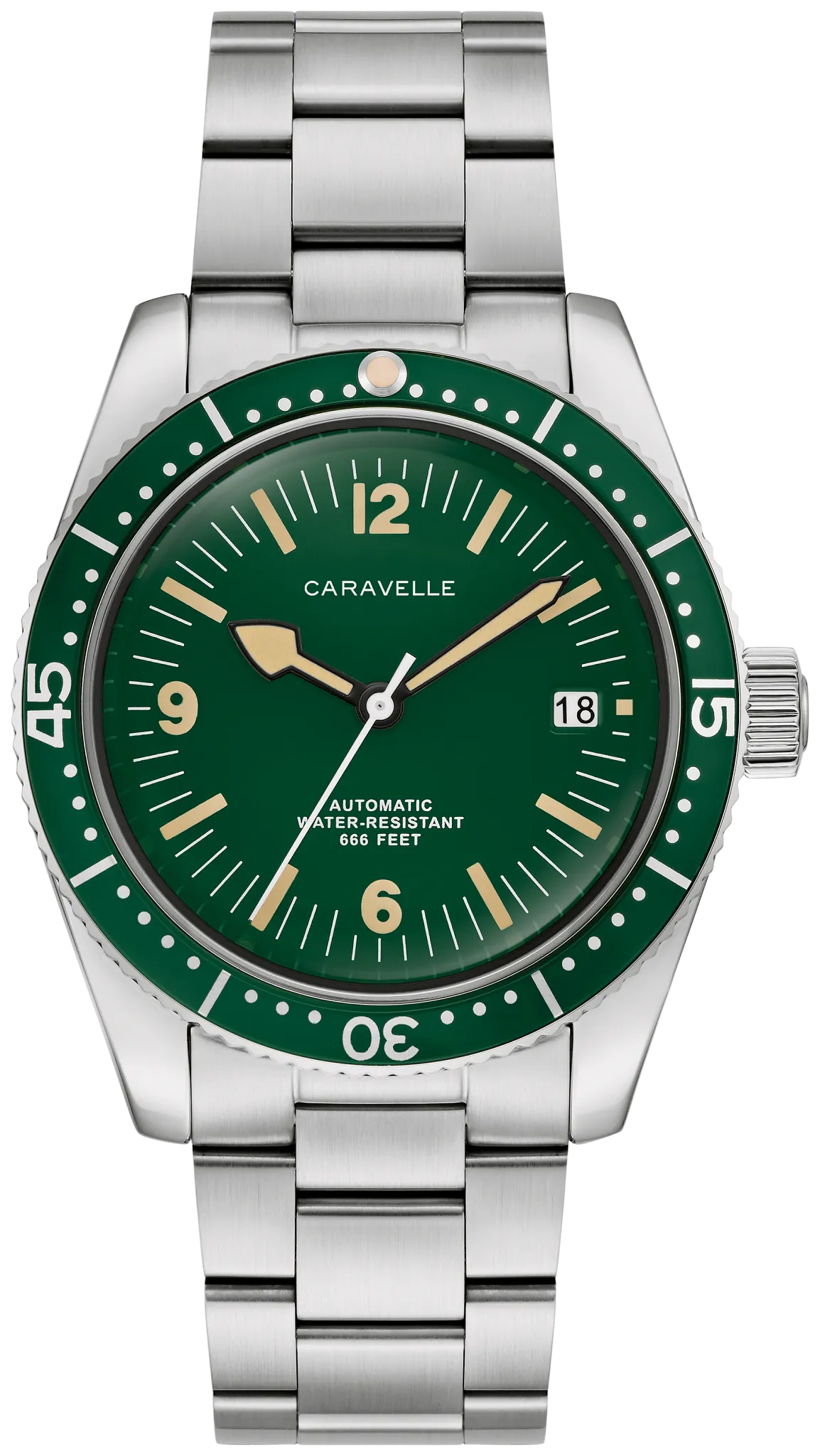 Green Dial Stainless Steel Bracelet Vintage Sea Hunter 43B179 | Bulova